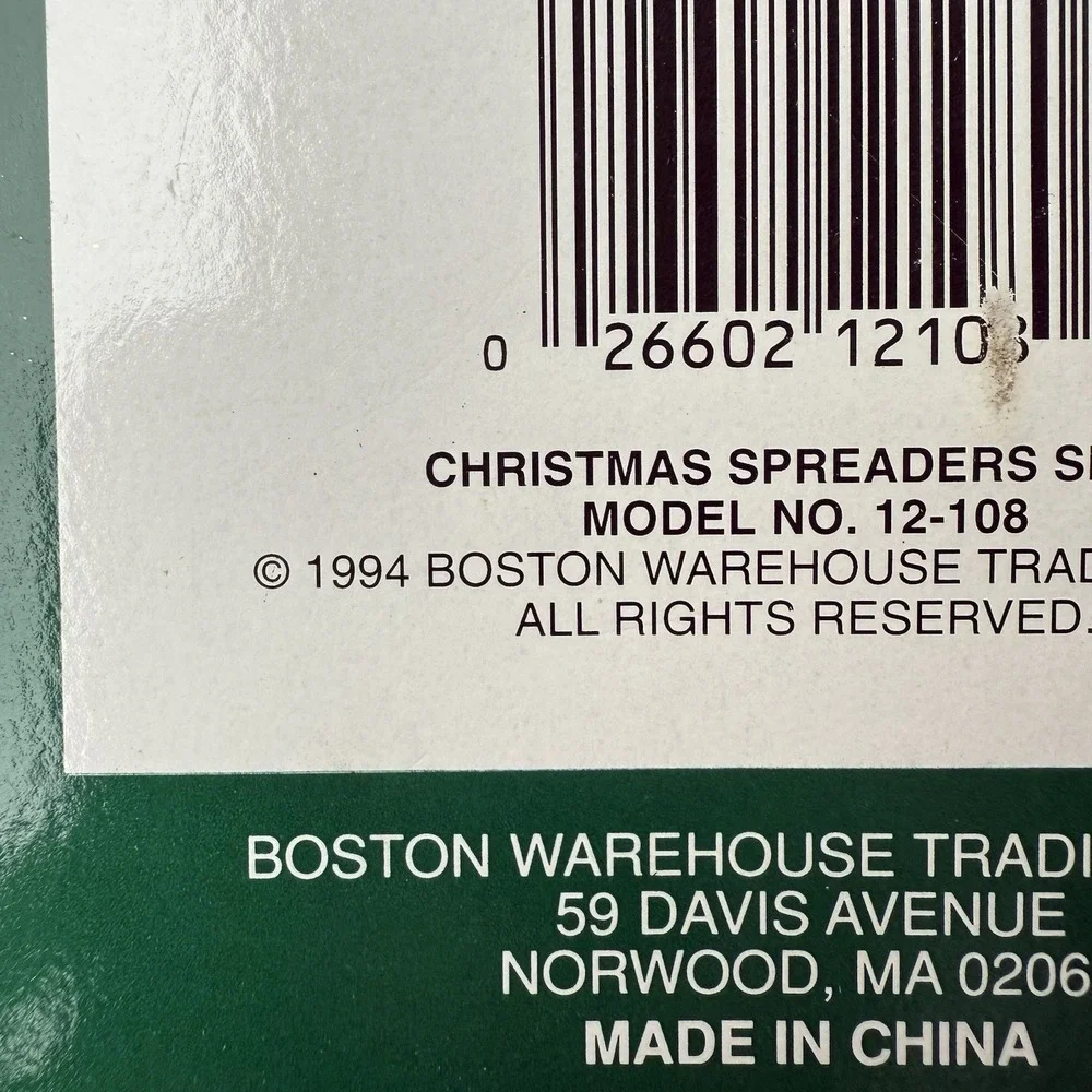 Vintage Christmas Spreaders Stainless Steel Blade Set Of 4 Boston Warehouse 1994